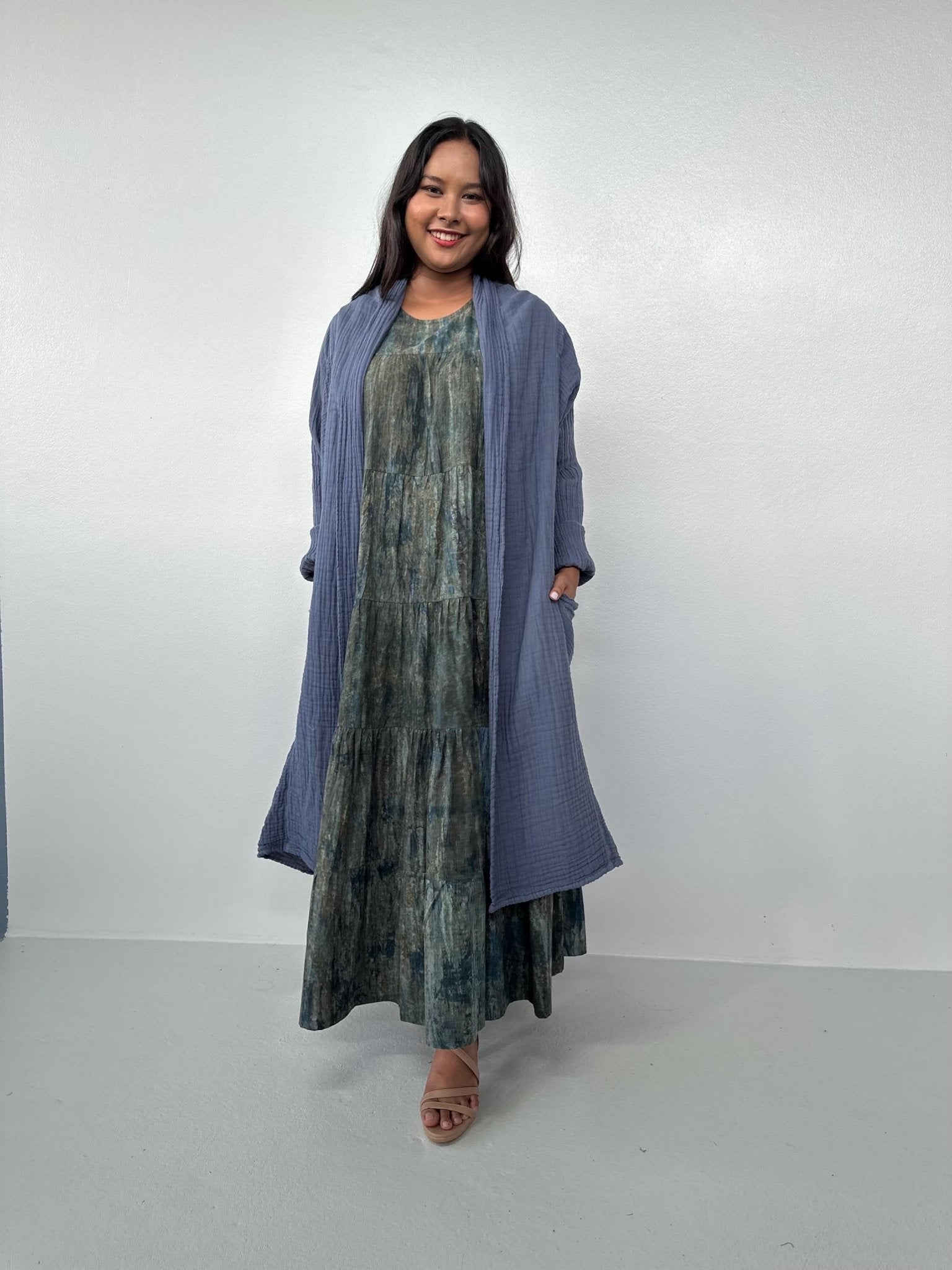 Mala Handworks Yara Open Cardigan in Blueberry