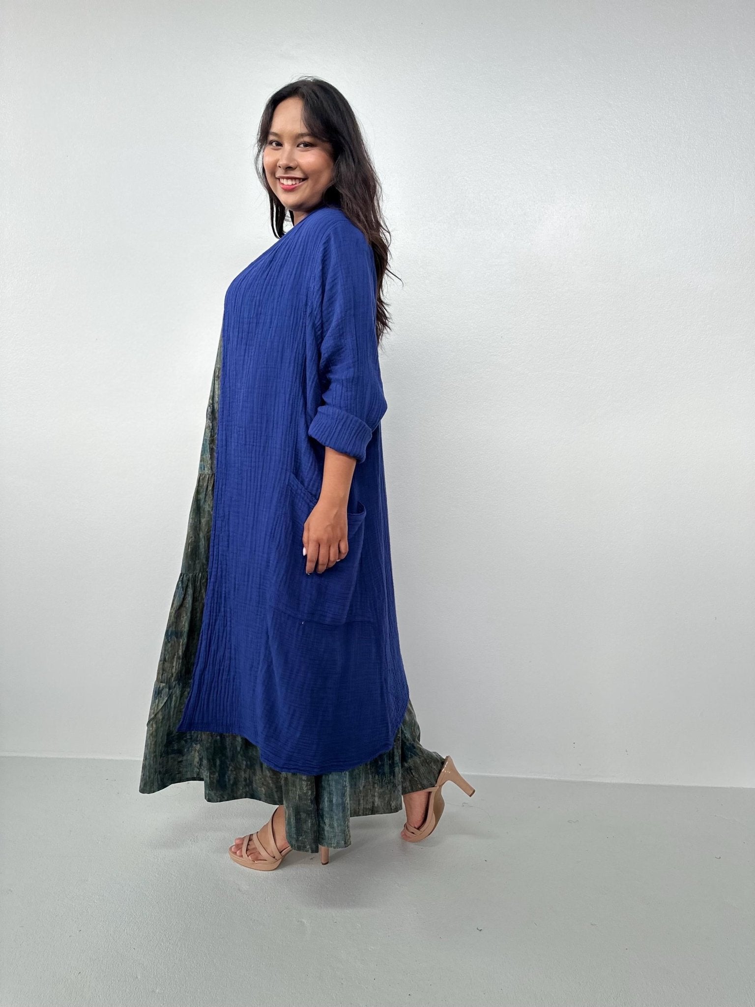 Mala Handworks Yara Open Cardigan in Indigo