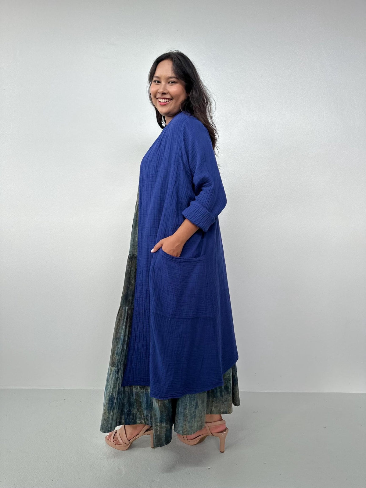 Mala Handworks Yara Open Cardigan in Indigo