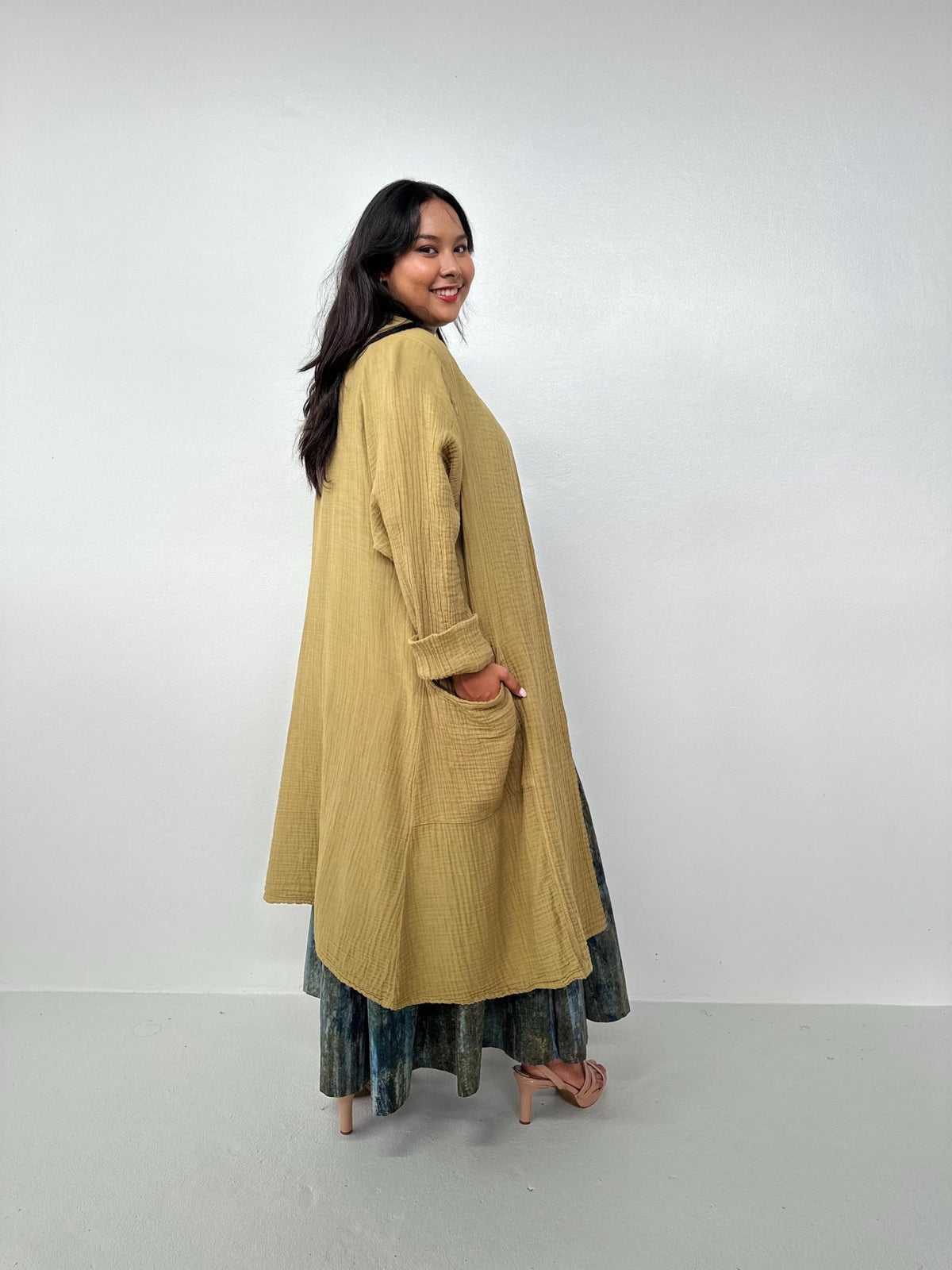 Mala Handworks Yara Open Cardigan in Tan