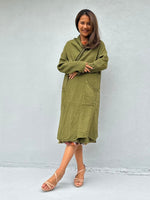 Mala Handworks Yara Open Cotton Cardigan in Olive Green