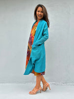 Mala Handworks  Yara Open Cotton Cardigan in Turquoise