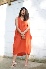 MALA handworks  Zara semi-sheer Dress in Natural Orange